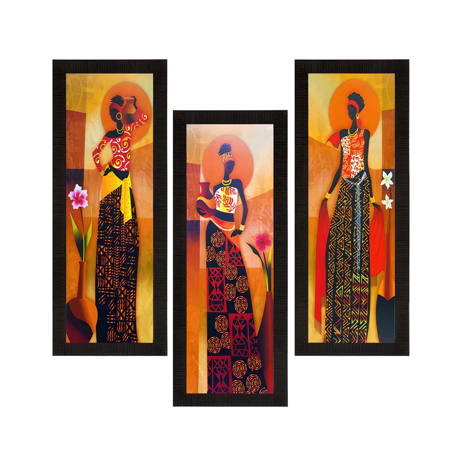 Tribal Village Ladies Satin Matt Texture UV Art Painting