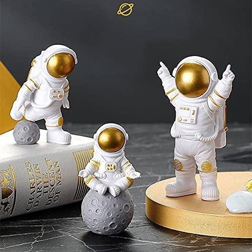 Golden Astronaut Figurine Set for Home & Office