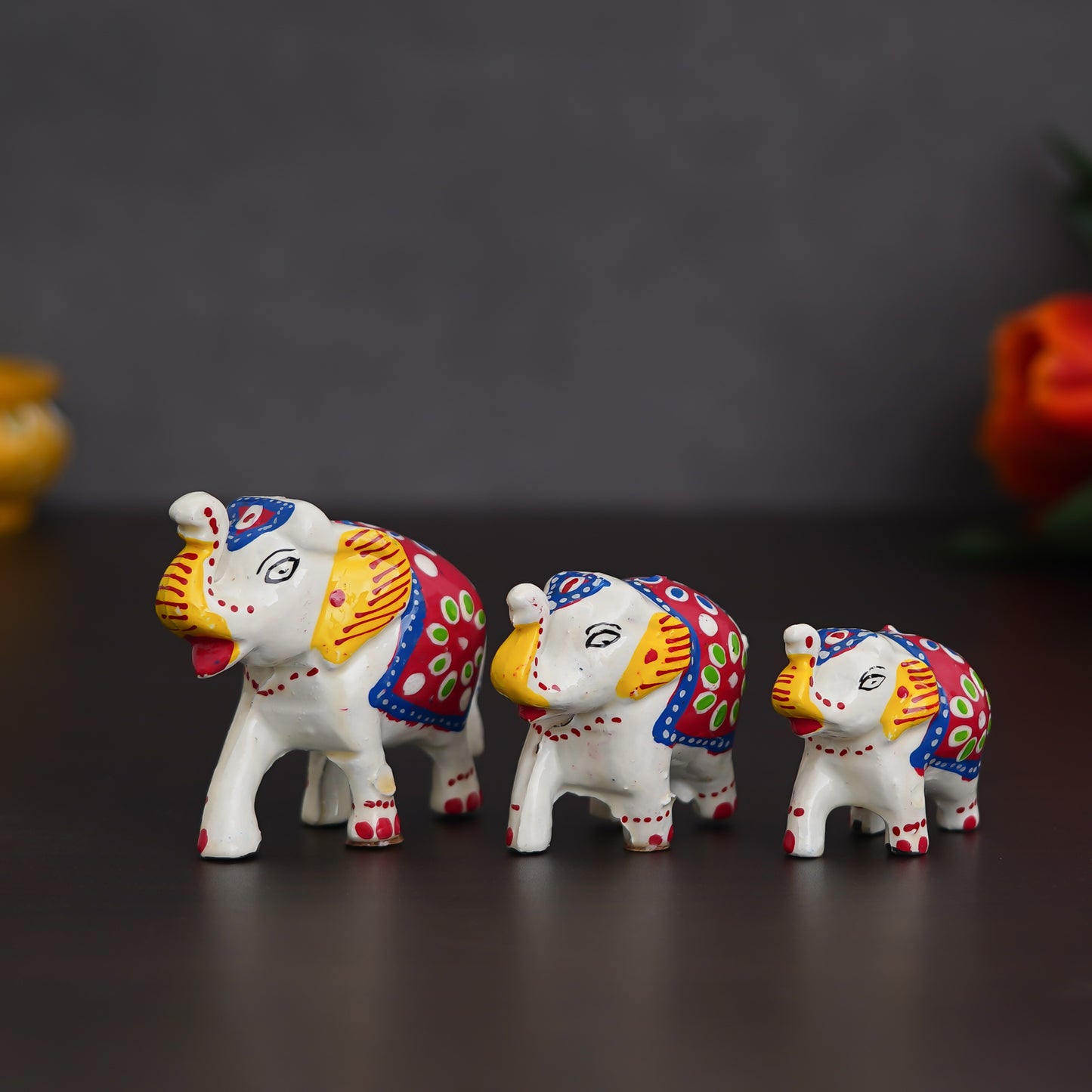 Handcrafted Multicolor Elephant Animal Figurines