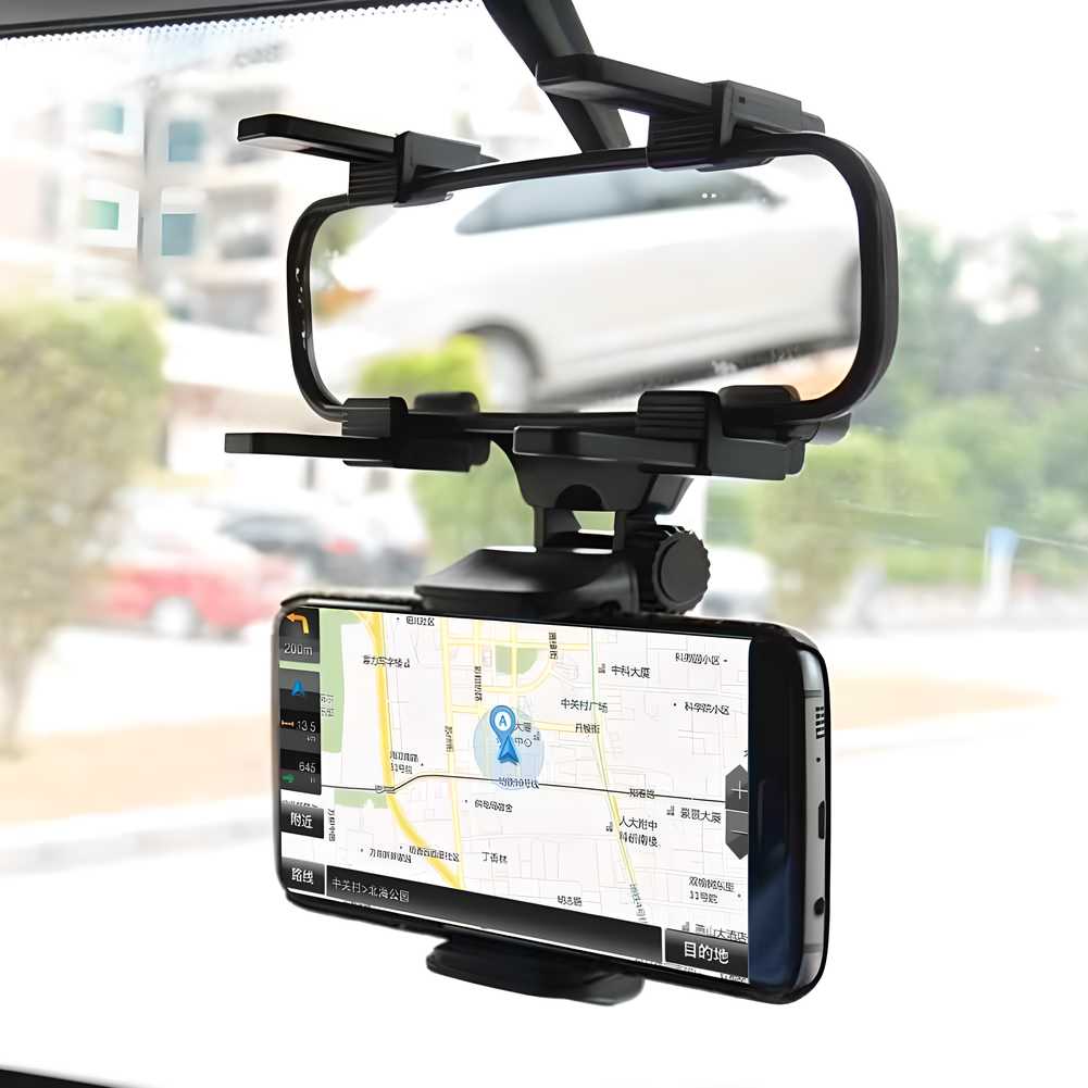 Cell Phone Holder 360° Car Rearview Mirror Mount Truck Auto Bracket Holder Cradle